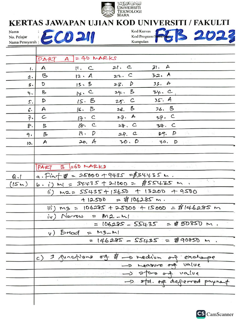 Eco211 Pyqfeb2023 Answers Pdf