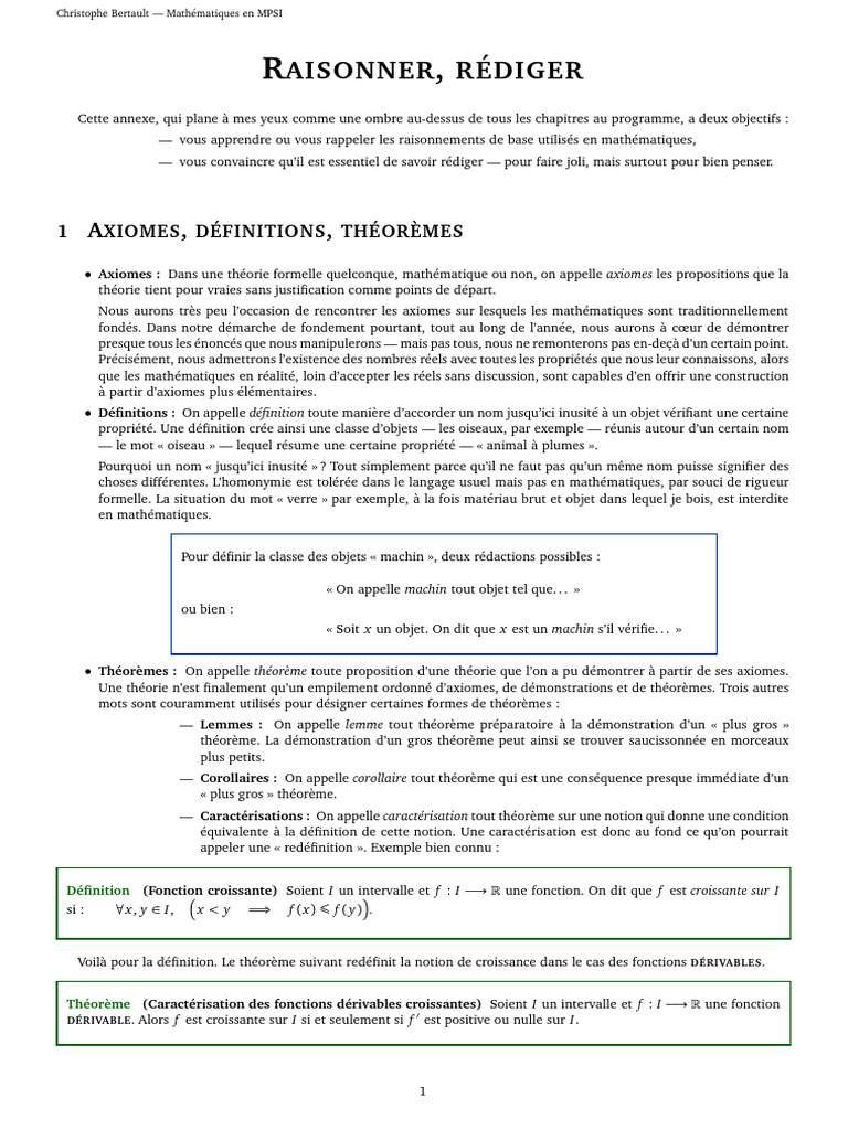Définition et Raisonnement en Mathématiques | PDF | Définition | Théorème