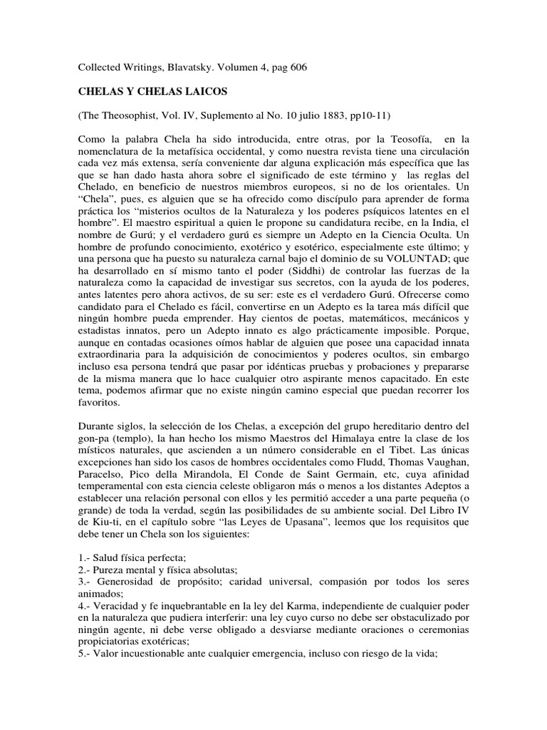 Blavatsky Chelas y Chelas Laicos PDF Moralidad Mal