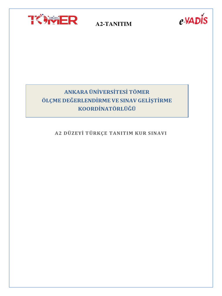 A2 Tanitim Sinavi | PDF