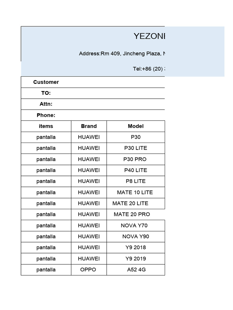 Huawei, Samsung, Xiaomi Parts Pricing | PDF | Oled | Information And ...