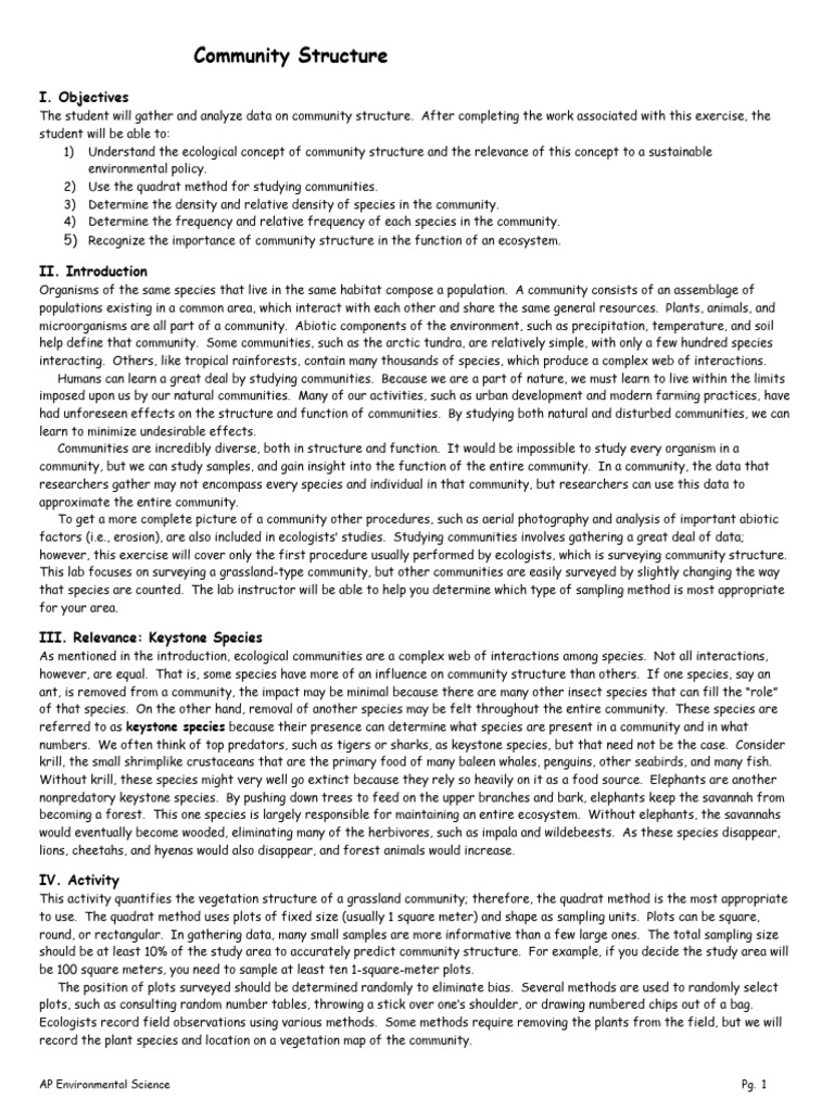 Community Structure Pdf Ecology Sampling Statistics