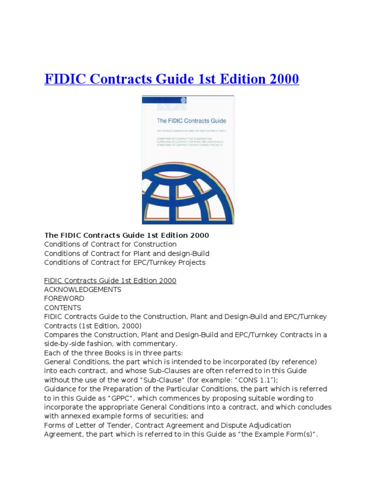 pdf guide contract fidic Adjudication  General FIDIC Contractor Contract Books