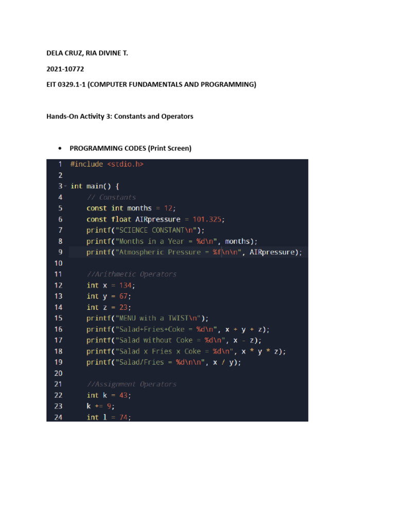 Constants&Operators | PDF