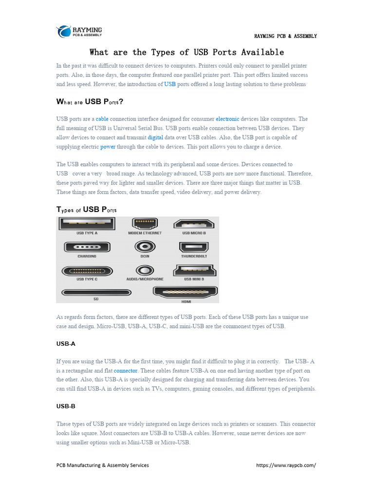 What Are The Types of USB Ports Available | PDF | Usb | Information And