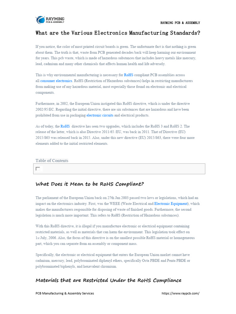 Understanding RoHS Compliance in PCBs | PDF | Pollution | Environmental ...