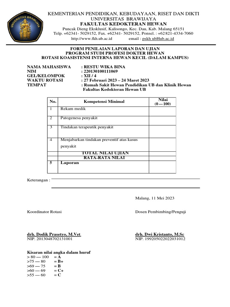 Penilaian Rekam Medis Hewan Kecil | PDF