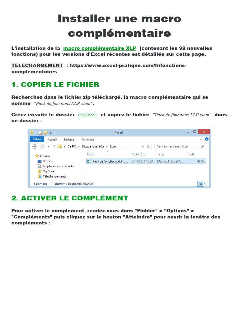 Installer la macro XLP pour Excel | PDF | Microsoft Excel | Fichier ...