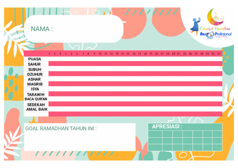 Printable Ramadhan Tracker PDF