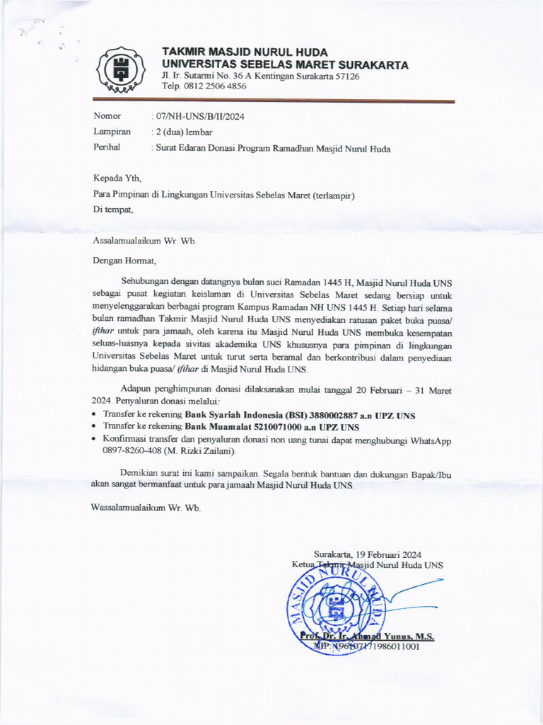 Surat Edaran Donasi Beserta Flyer | PDF