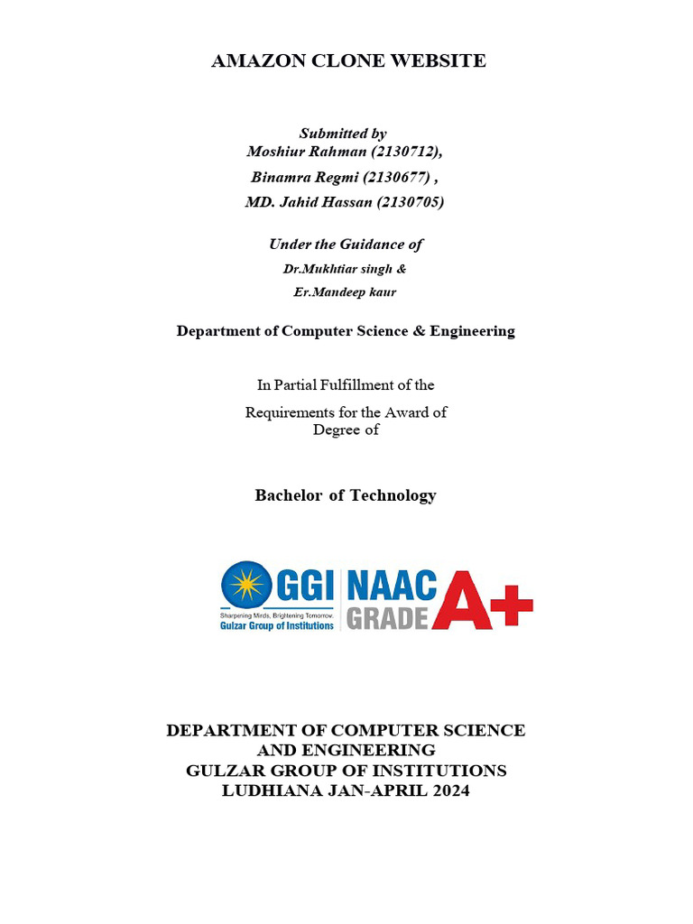 Amazon Clone Website Pdf Html E Commerce