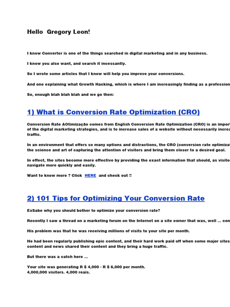 Conversion Rate Optimization (CRO | PDF | Marketing | Digital Marketing