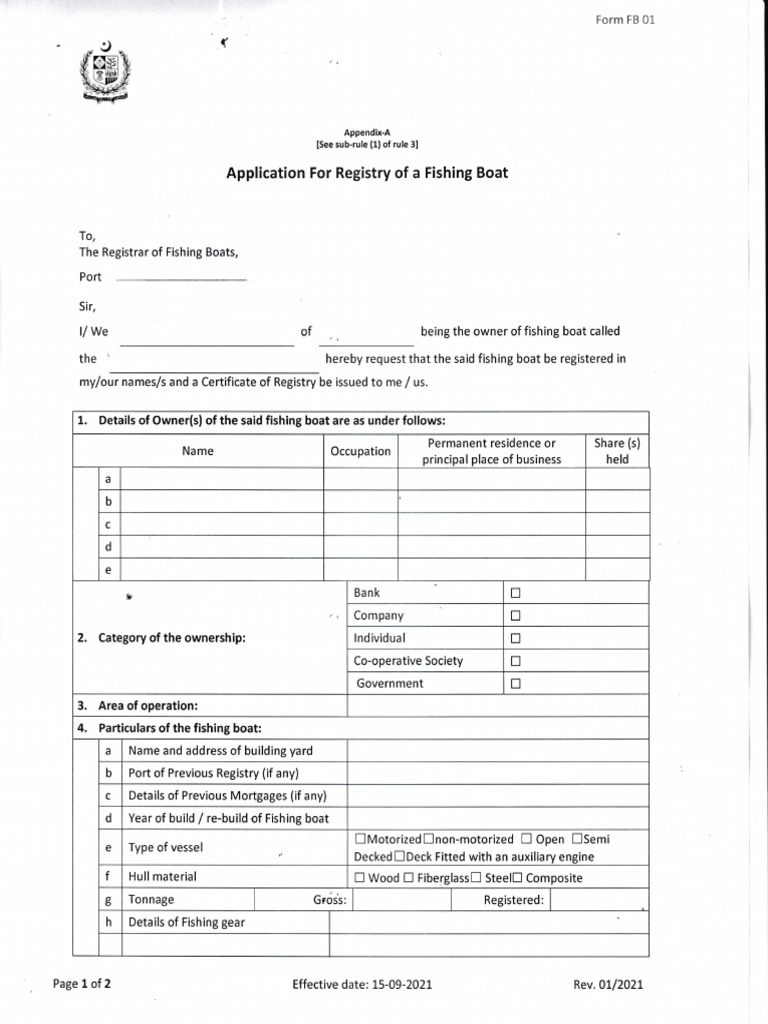Fishing Boat Registry Application | PDF | Boats | Water Transport