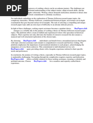 Thomas Jefferson Research Paper Topics