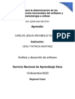 Taller para La Determinación de Las Especificaciones Funcionales Del Software y Metodología A Utilizar