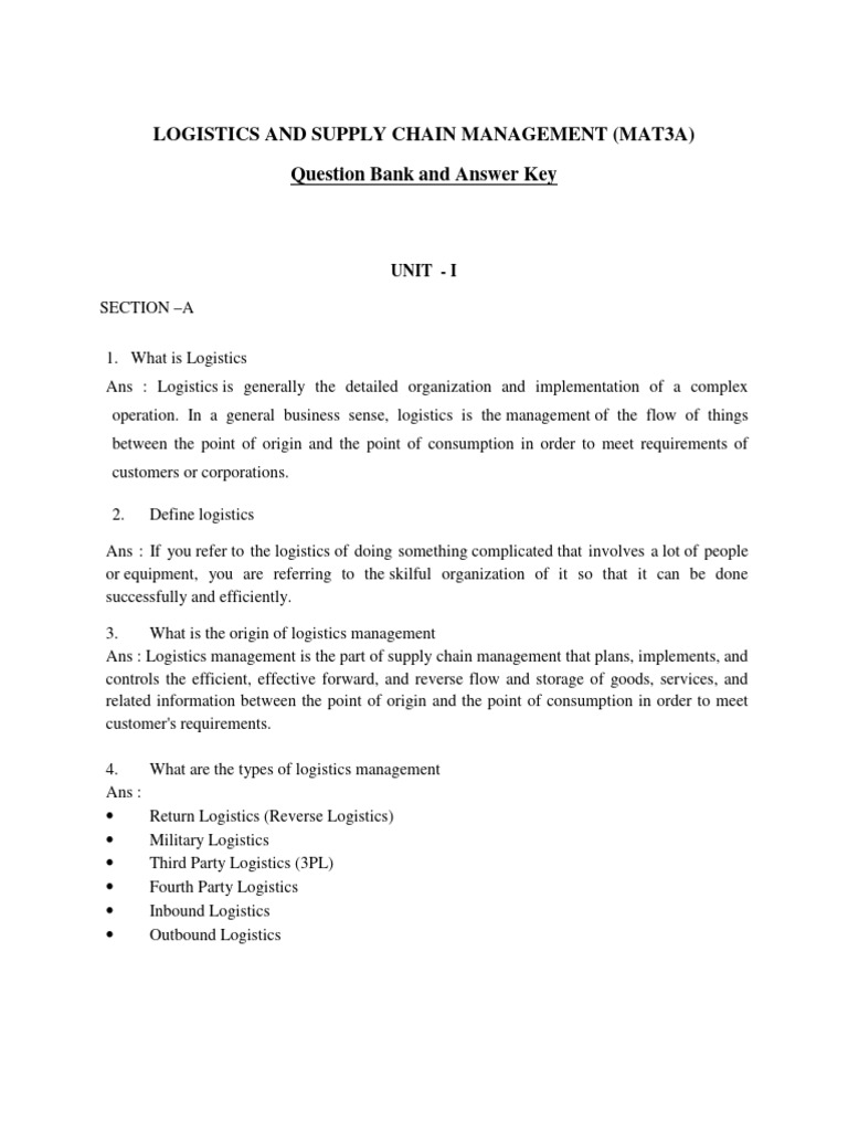 Logistics Management Q&A Guide | PDF | Logistics | Supply Chain