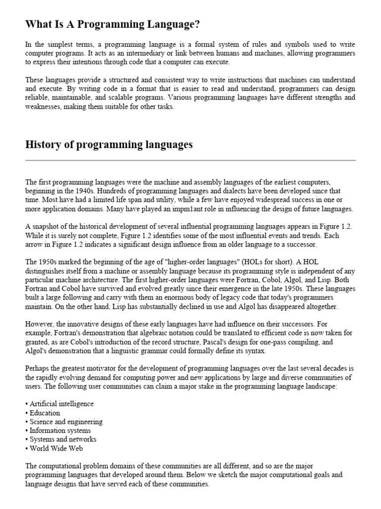 What Is A Programming Language | PDF | Data Type | Computer Programming