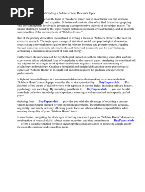 Soldiers Home Research Paper