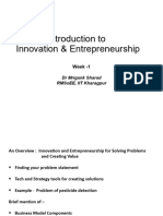 Introduction To Innovation & Entrepreneurship: Week - 1