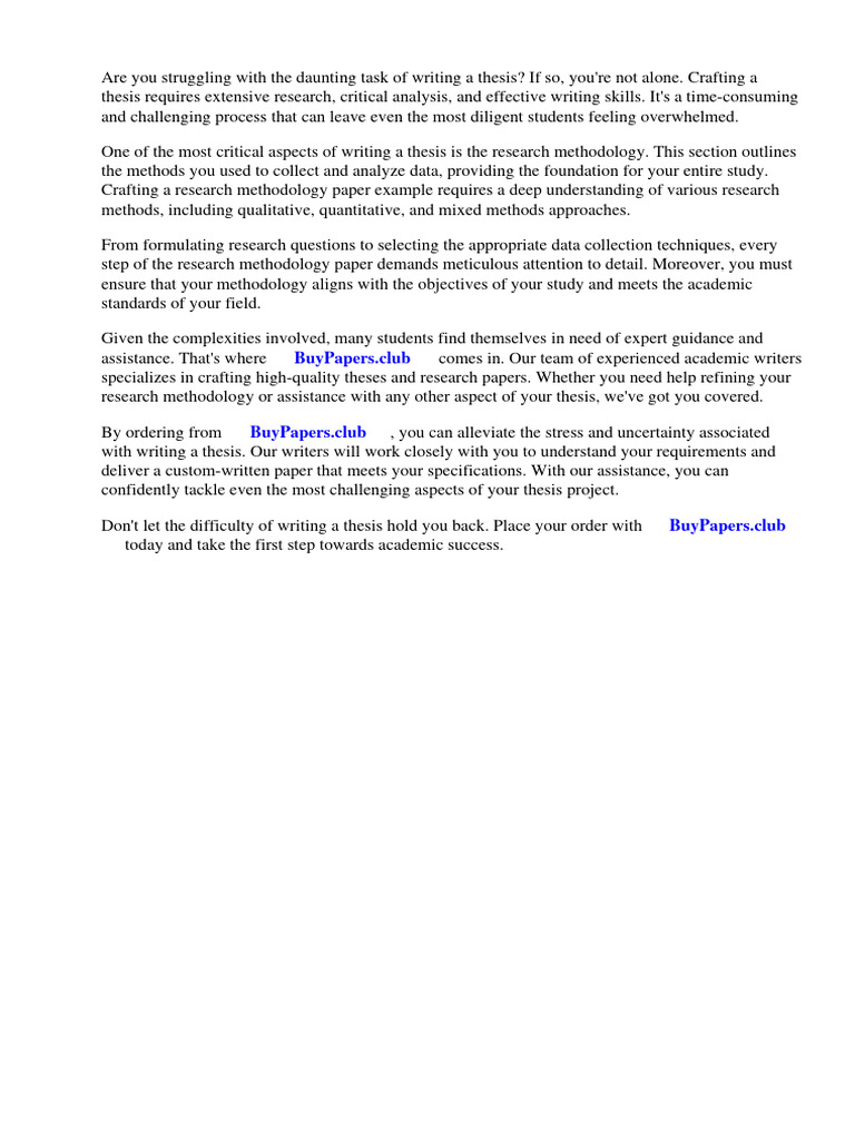 Research Methodology Paper Example | Download Free PDF | Methodology ...