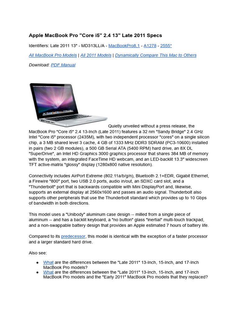 MacBookpro 2011 22000→12000 Identify your MacBook Pro model - Apple Support