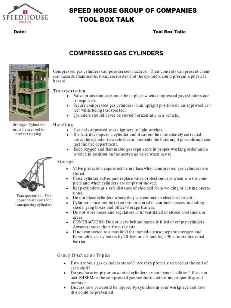 Compressed Gas Cylinder Safety Guide | PDF | Equipment | Safety