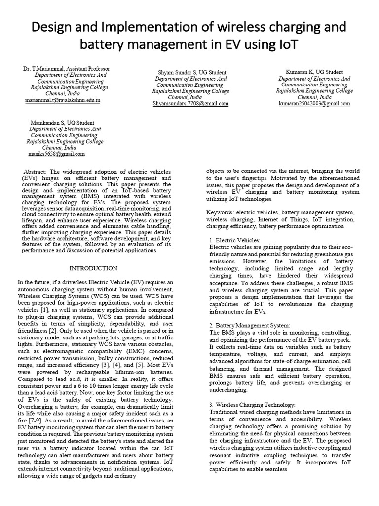 Design and Implementation of Wireless Charging and Battery Management ...