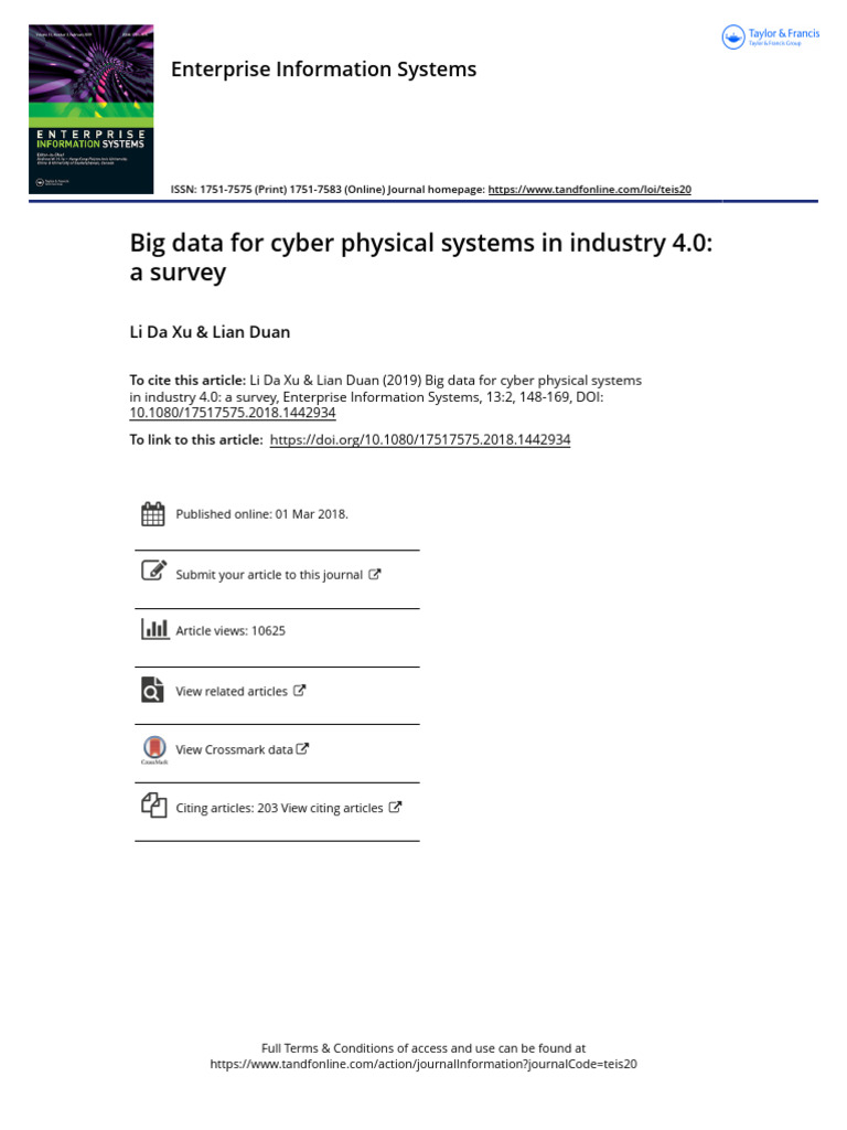 Big Data For Cyber Physical Systems in Industry 4.0 A Survey | PDF