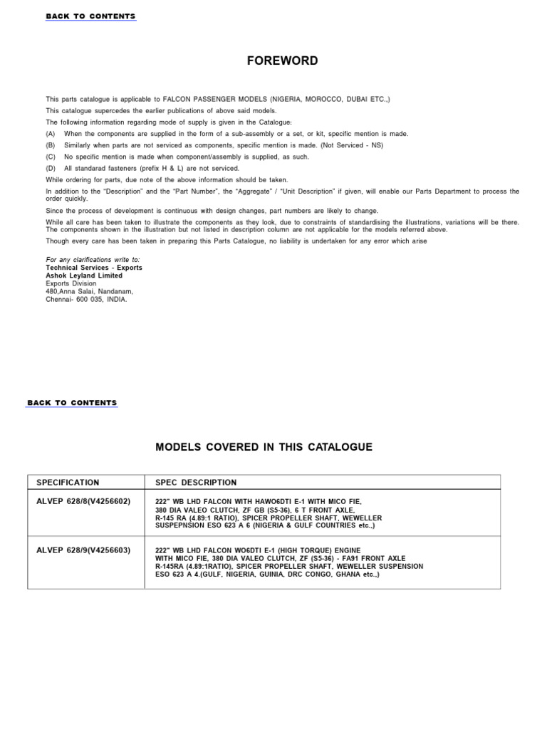 Falcon Parts Catalogue Overview | PDF | Piston | Internal Combustion Engine