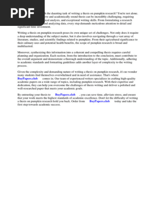 Pumpkin Research Paper