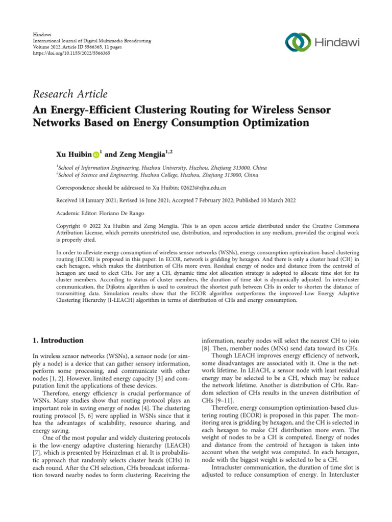 An Energy-Efficient Clustering Routing For Wireless Sensor Networks ...