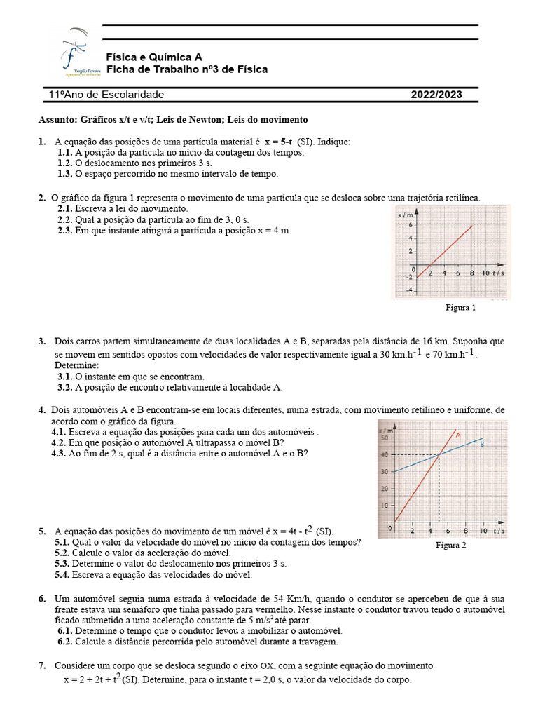 Exercícios sobre Leis de Newton e Movimento | PDF | Velocidade | Trajetória