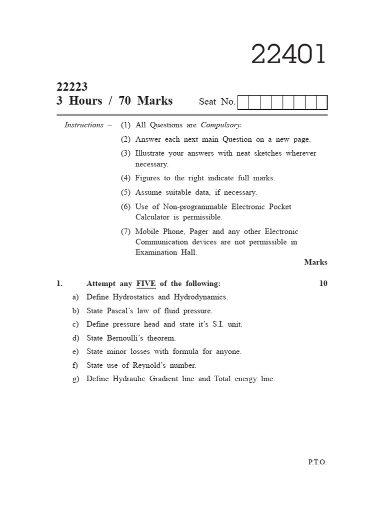 2023 Summer Question Paper Msbte Study Resources PDF Pressure Pump