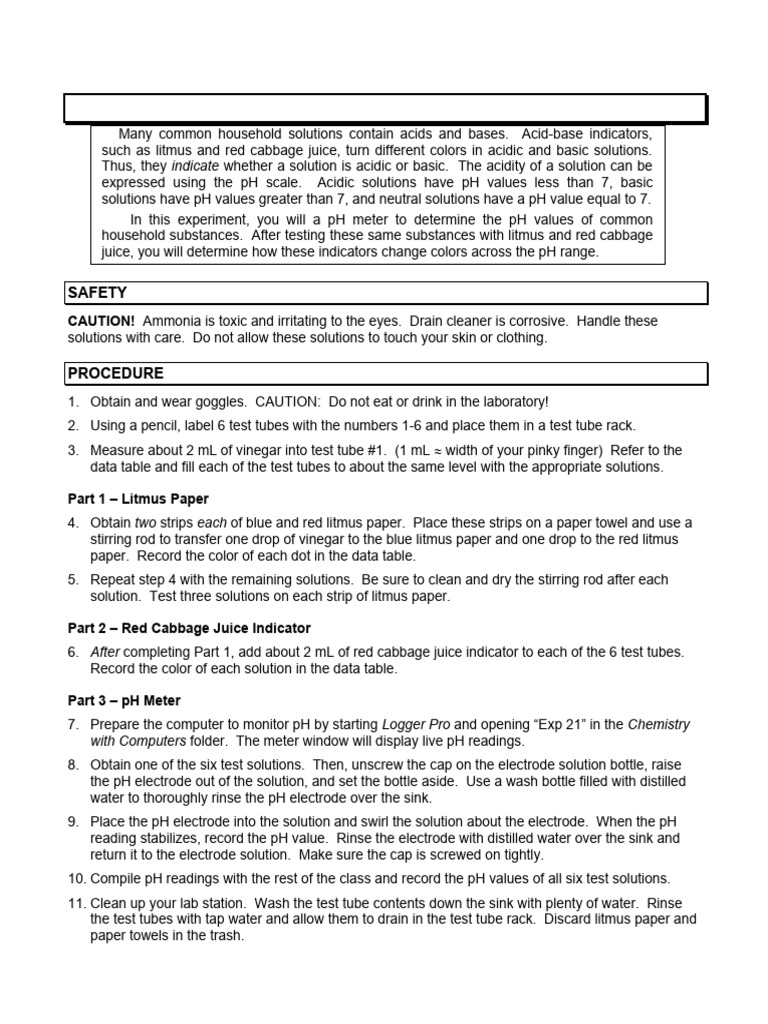 Household acids and bases lab download free pdf ph acid