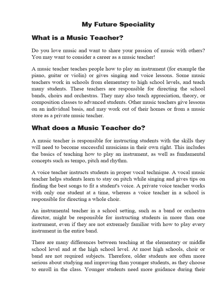 Career Guide: Becoming a Music Teacher | PDF | Music Education | Teachers