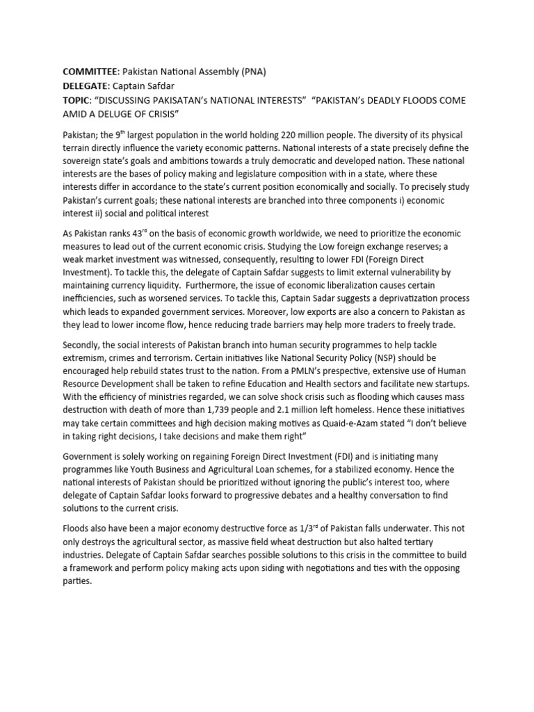 Position Paper - FROMUN - Haroon Safeer | PDF | Pakistan | Trade