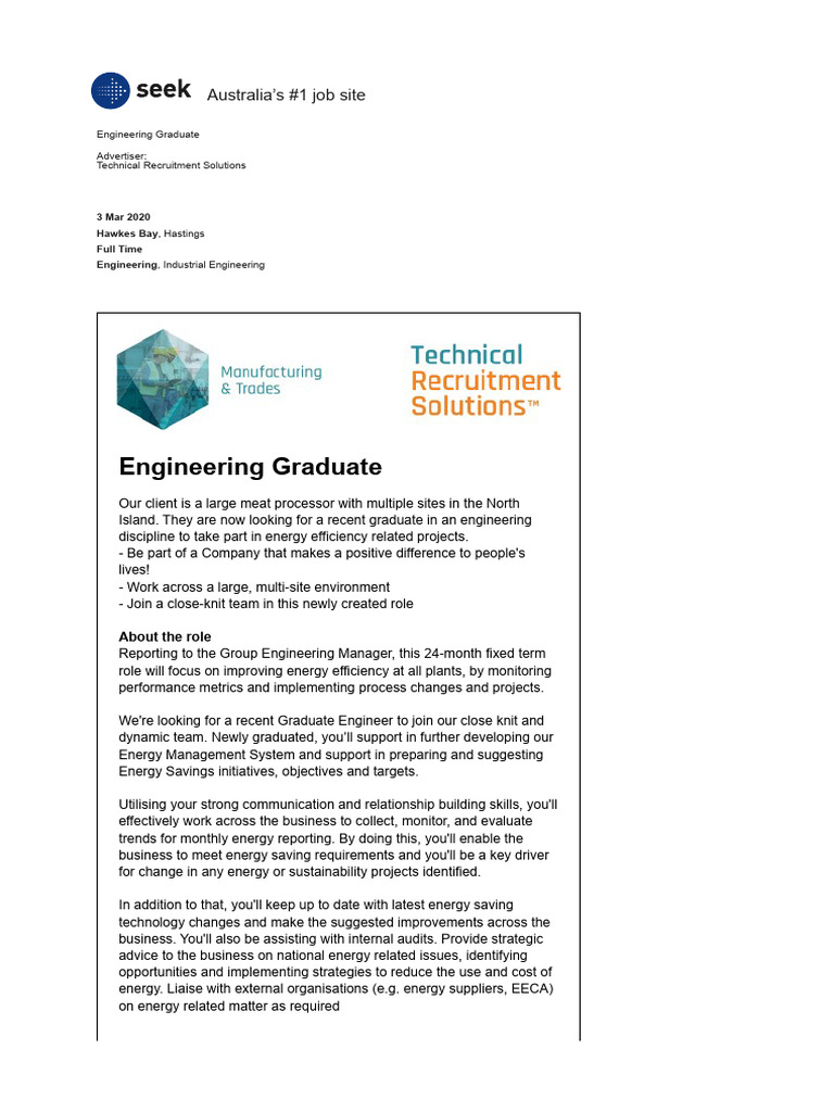 Graduate Role - Technical Recruitmet | PDF | Energy Conservation ...