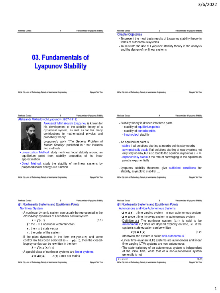 Ch.03 Fundamentals of Lyapunov Theory | PDF | Stability Theory ...