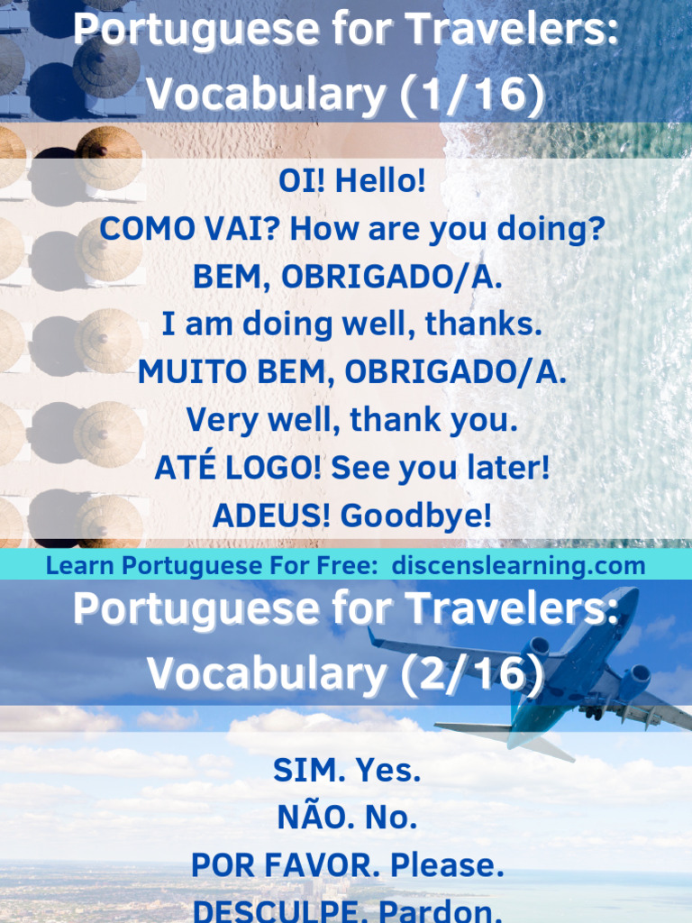 Portuguese small talk phrases for travelers in the USA