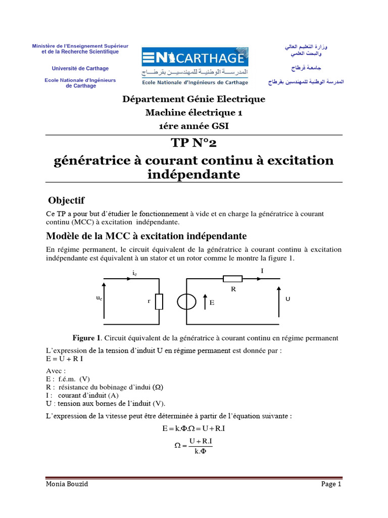 TP01Génératrice à Courant Continu PDF — free download