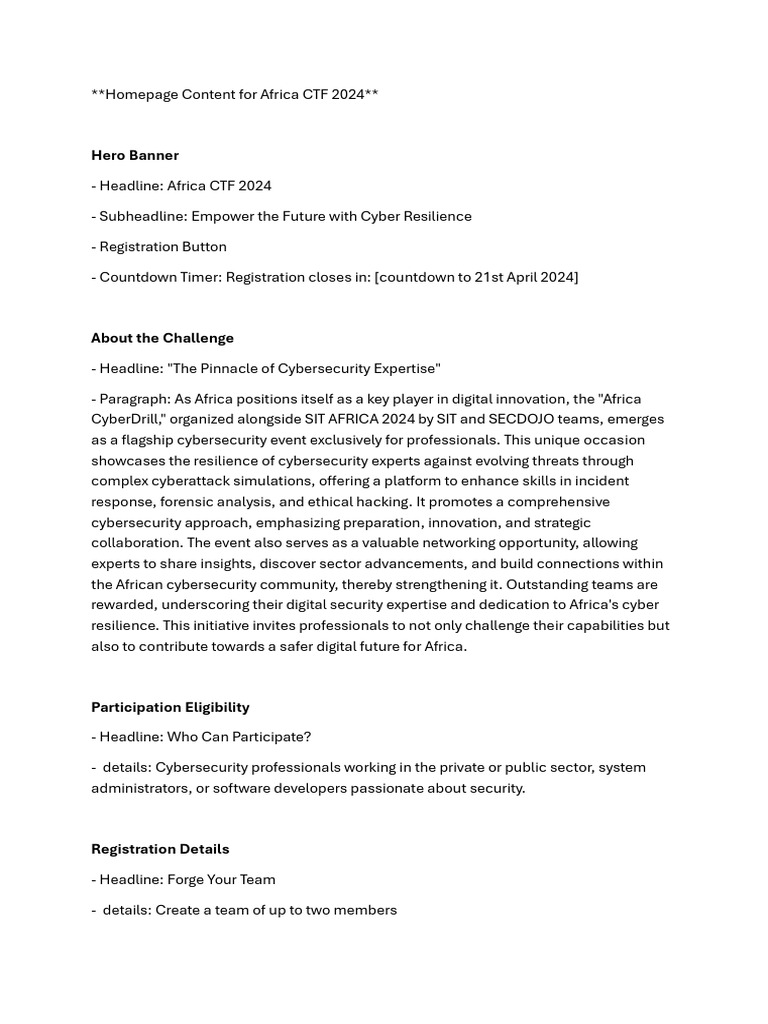 Africa CTF 2024: Cybersecurity Challenge | PDF