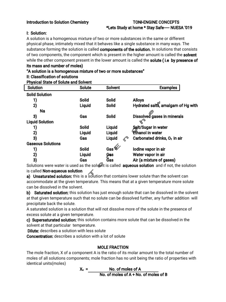 Solution Chemistry Overview and Concepts | PDF | Solubility | Concentration