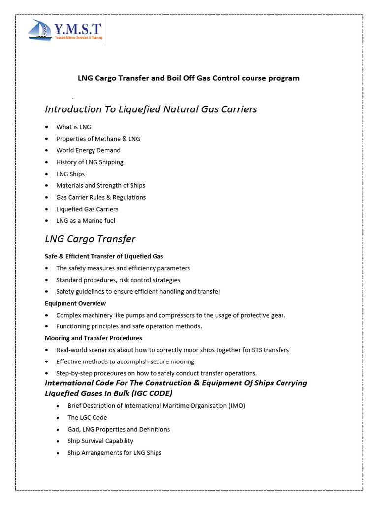 LNG Cargo Transfer & Safety Training Course | PDF | Liquefied Natural ...