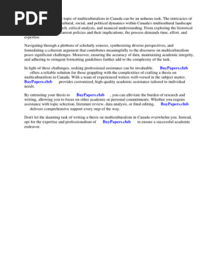 Research Paper on Multiculturalism in Canada