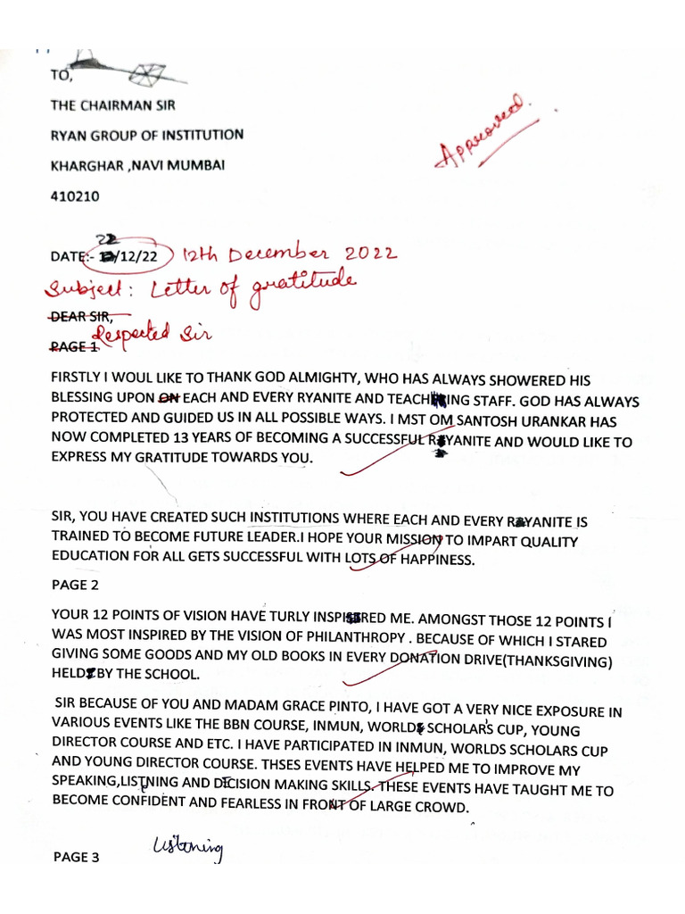 Gratitude letter format 1 PDF