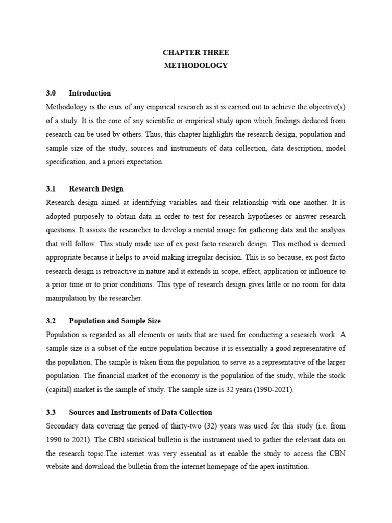 Sample Chapter Three (1) Edet | PDF | Business | Finance & Money Management
