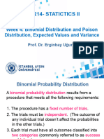 Ist 214-Statictics Ii: Week 4: Binomial Distribution and Poison Distribution, Expected Values and Variance