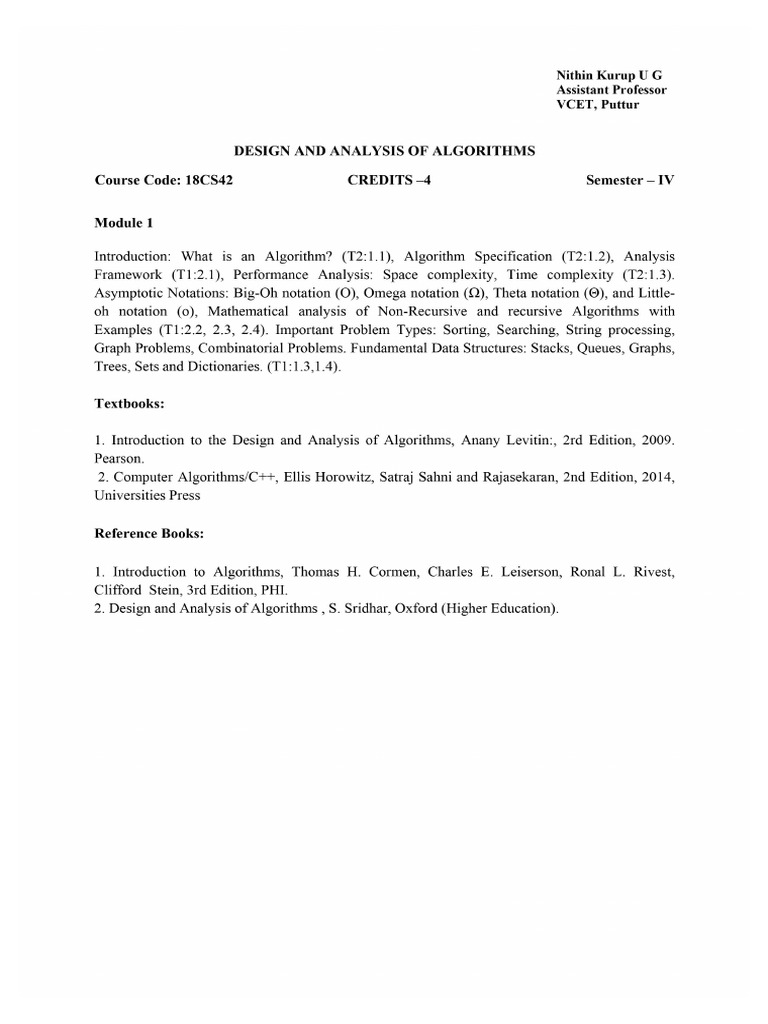 Daa Module 1 | PDF