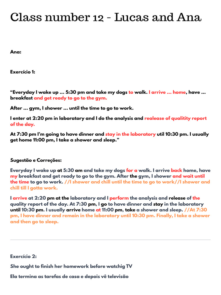 Class Number 12 - Lucas and Ana | PDF