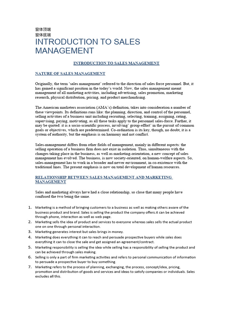 Overview of Sales Management Concepts | PDF | Sales | Marketing